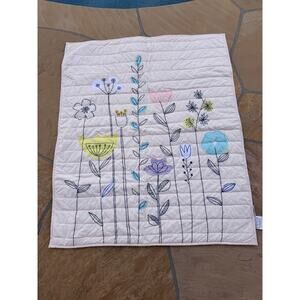 Land of Nod Quilt Modern Floral Pink Toddler Baby Comforter 37 X 46 2013